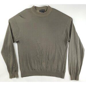 Baracuta Sweater Mens Large Green Knit Silk Long Sleeve Crew Neck Pullover *Flaw